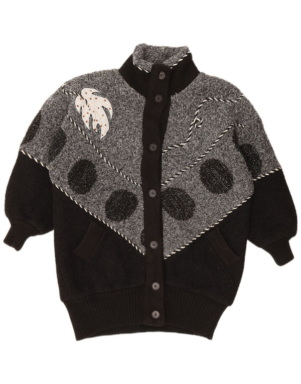 VINTAGE Dame Cardigan Sweater UK 22 3XL Sort Colourblock