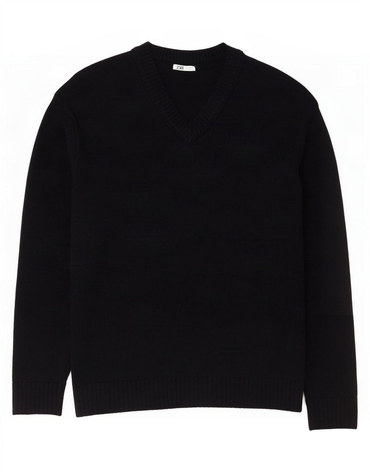 Zara Herre V-hals sweater Stor sort bomuld