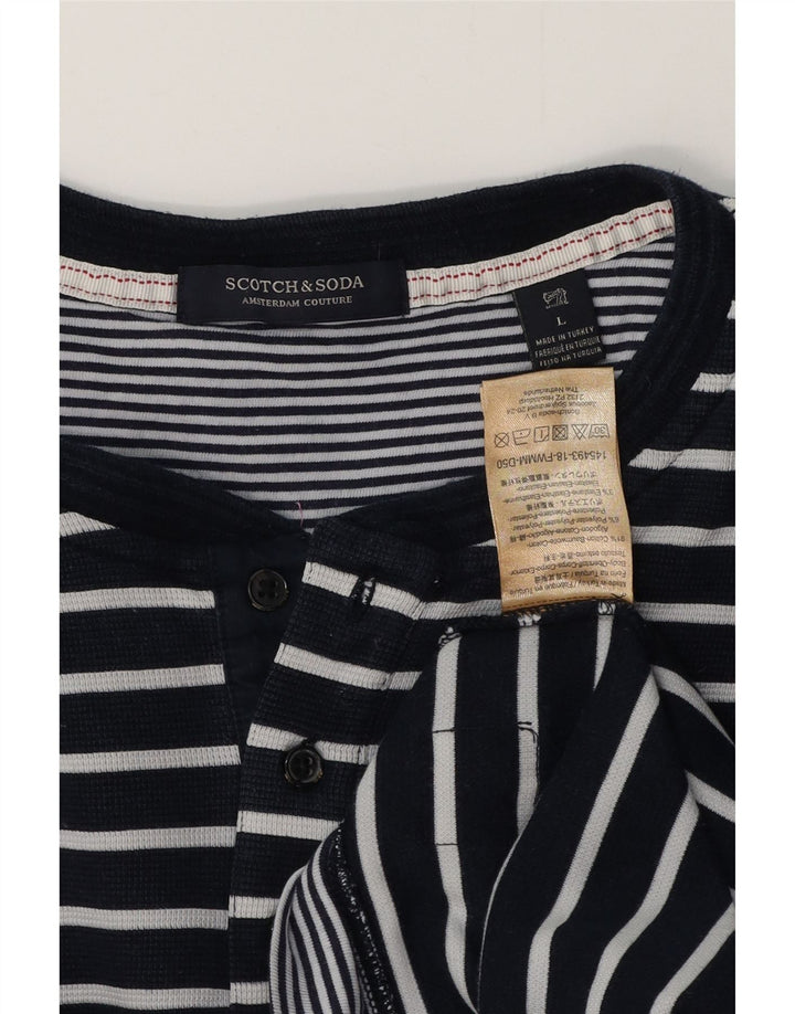 SCOTCH & SODA Herre Top Langærmet Stor Marineblå Stribet Bomuld