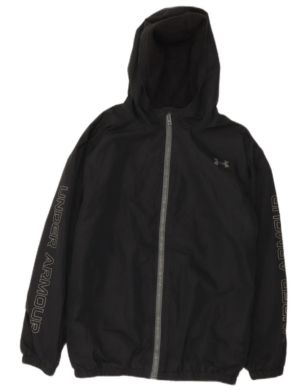 Under Armour drenge grafisk hætte regnjakke 13-14 år sort polyester
