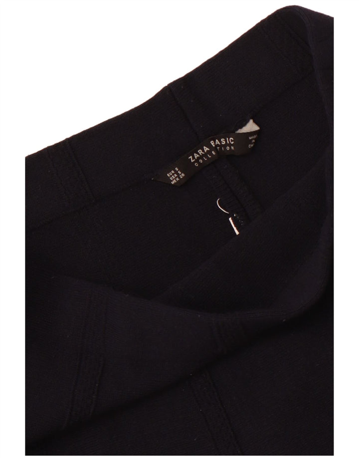 Zara Damestrik A-Line nederdel UK 6 Small W26 Navy Blue