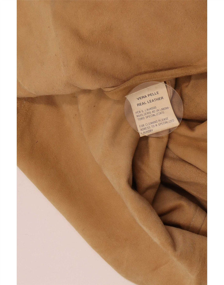 Enrico Mandelli Dame Læderjakke UK 18 XL Brun Klassisk
