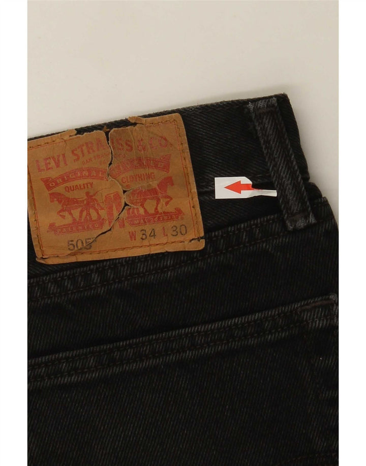 Levi's Herre 505 Regular Straight Jeans W34 L30 Sort Bomuld
