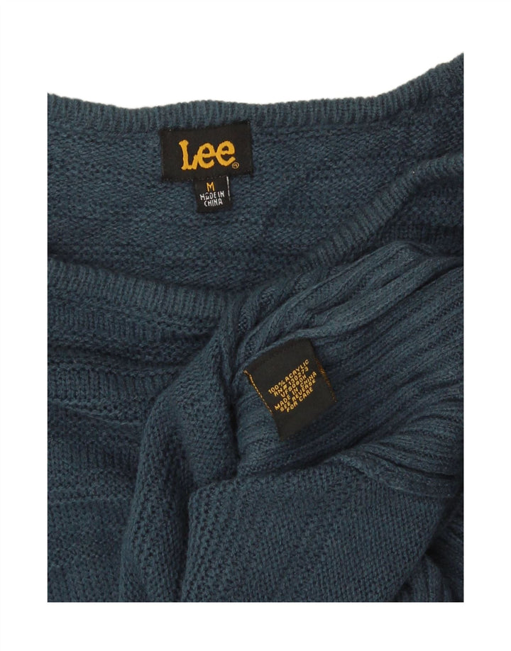 Lee Womens Oversized Boat Neck Jumper Sweater UK 14 Medium Blue Acryl