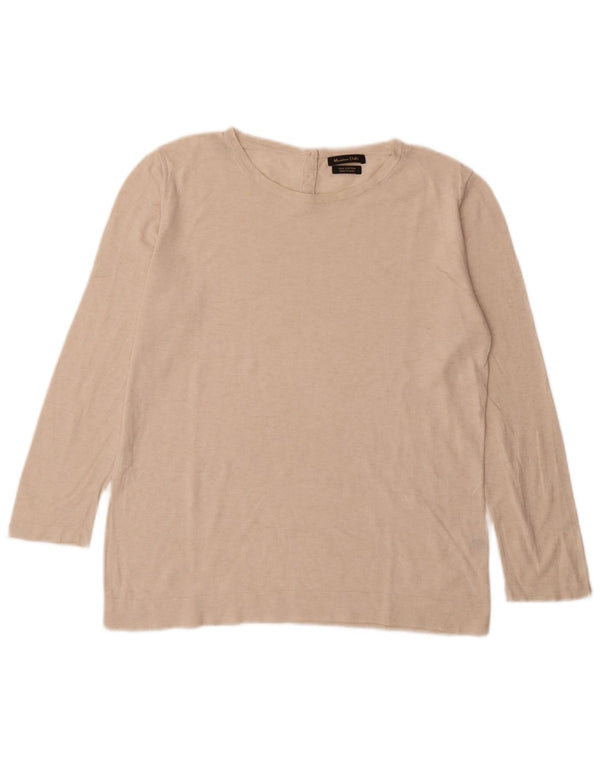 Massimo Dutti Dame Oversized Top Langærmet UK 16 Stor Beige Bomuld