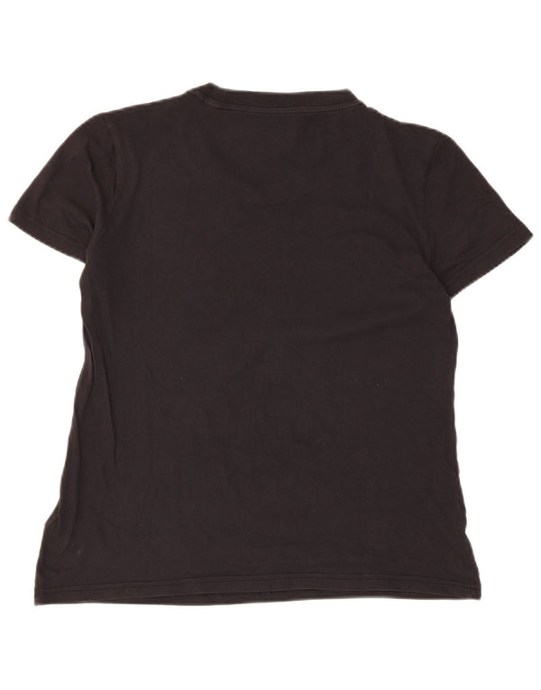 Adidas Womens Short Sleeve Graphic T-Shirt Top UK 12 Medium Black