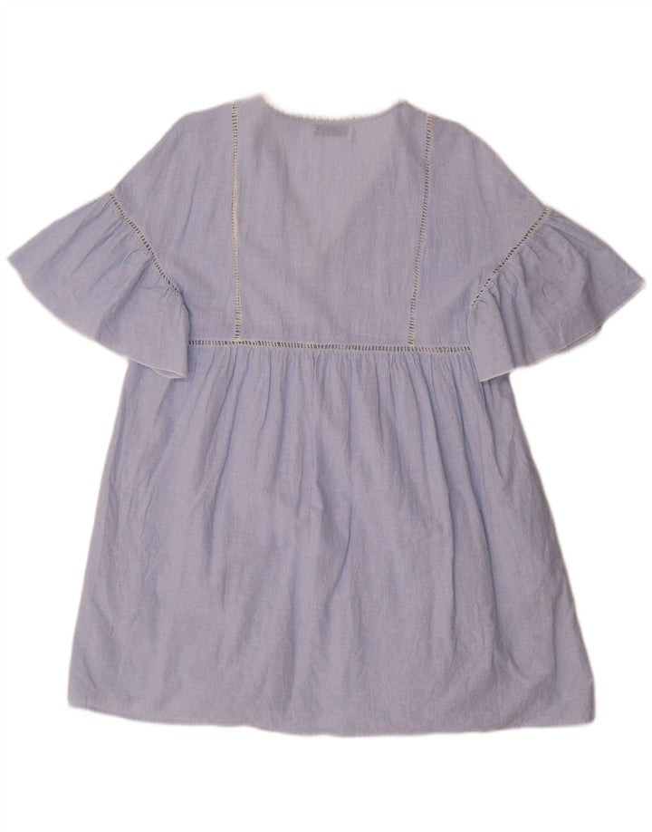 ZARA Dame Shift Dress UK 14 Medium Blue Pinstripe