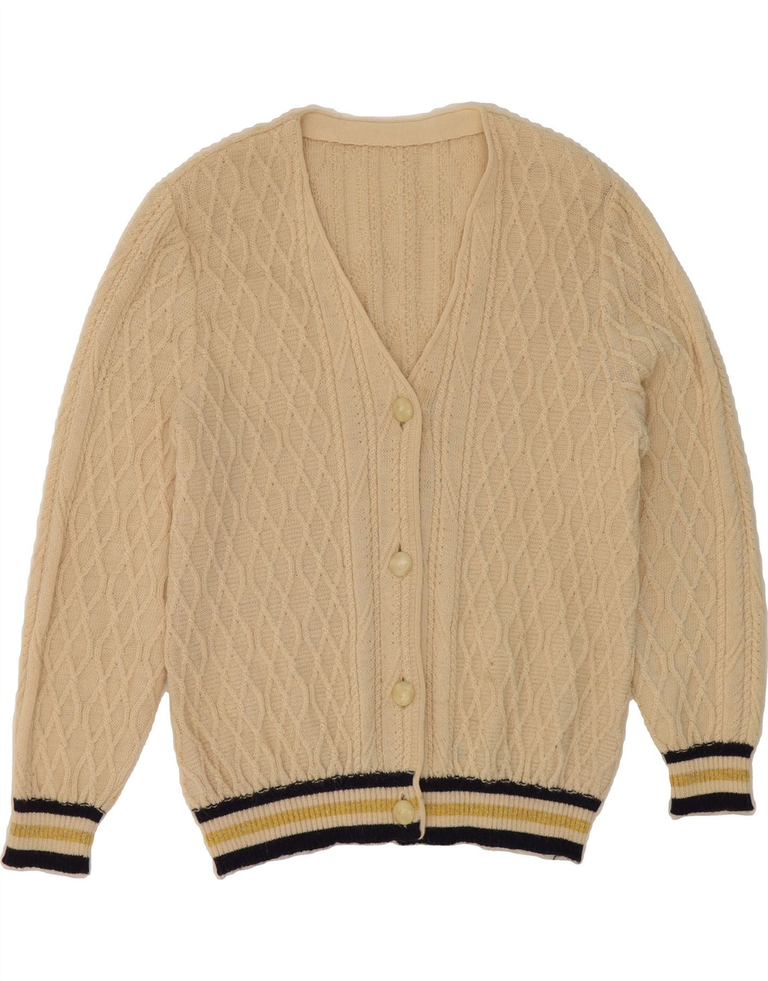 VINTAGE Womens Cardigan Sweater UK 12 Medium Beige Vintage Vintage and Second-Hand Vintage from Messina Hembry 
