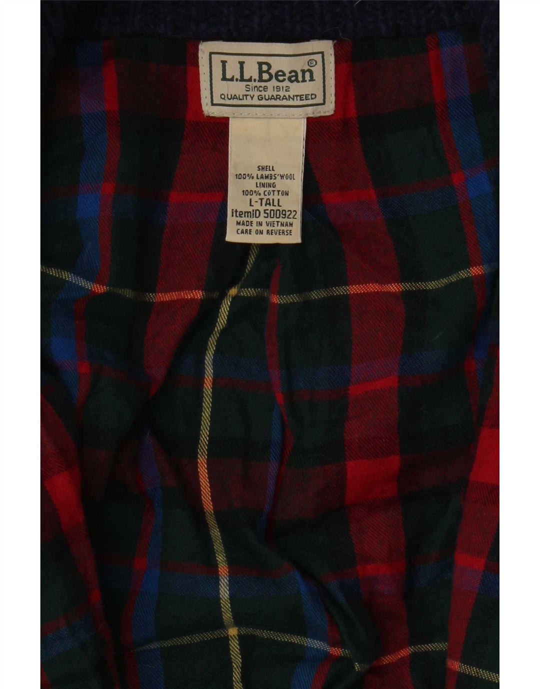 L.L.Bean Herre høj cardigan sweater Stor marineblå lammeuld