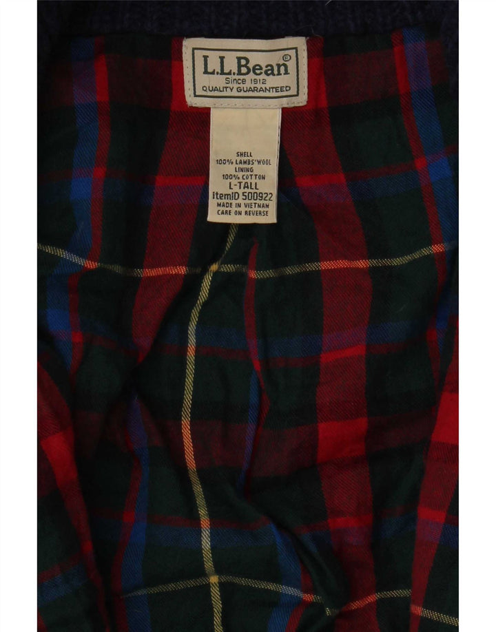 L.L.Bean Herre høj cardigan sweater Stor marineblå lammeuld