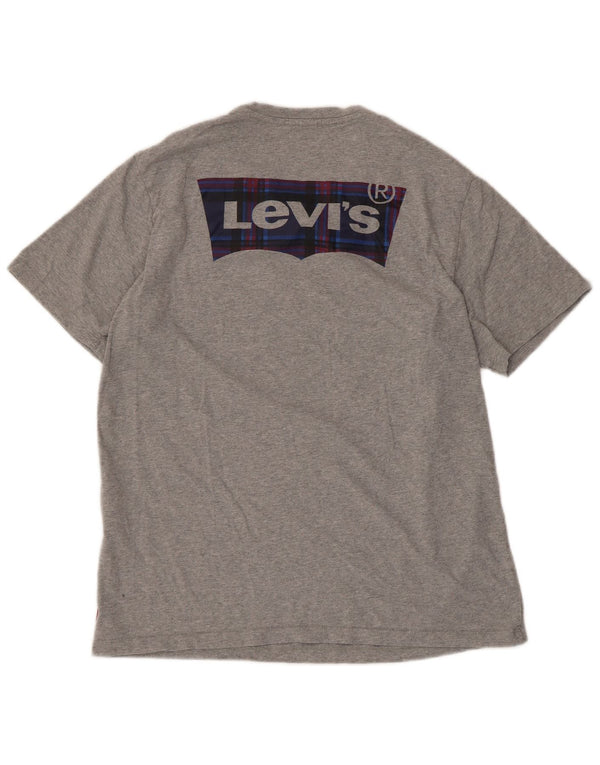 Levi's Herre grafisk T-shirt top mellemgrå flækket bomuld
