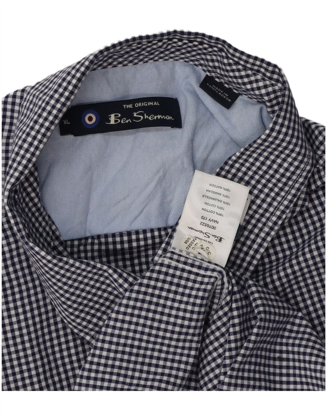 Ben Sherman herreskjorte XL marineblå Gingham bomuld