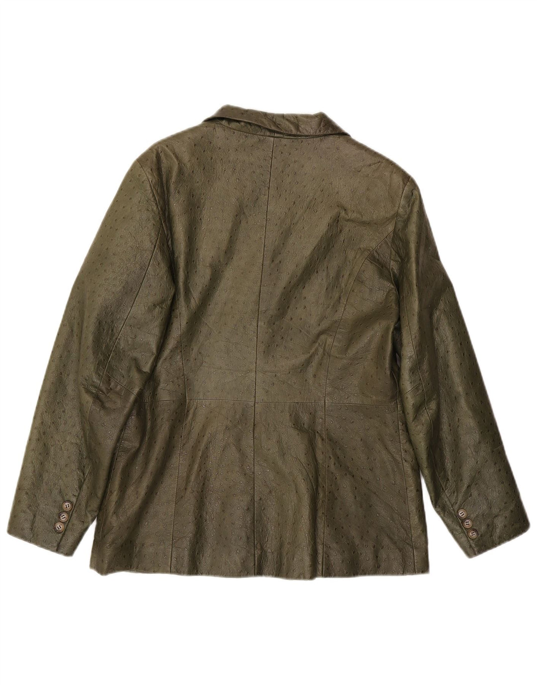Vintage Dame Læderjakke IT 46 Stor Khaki Læder