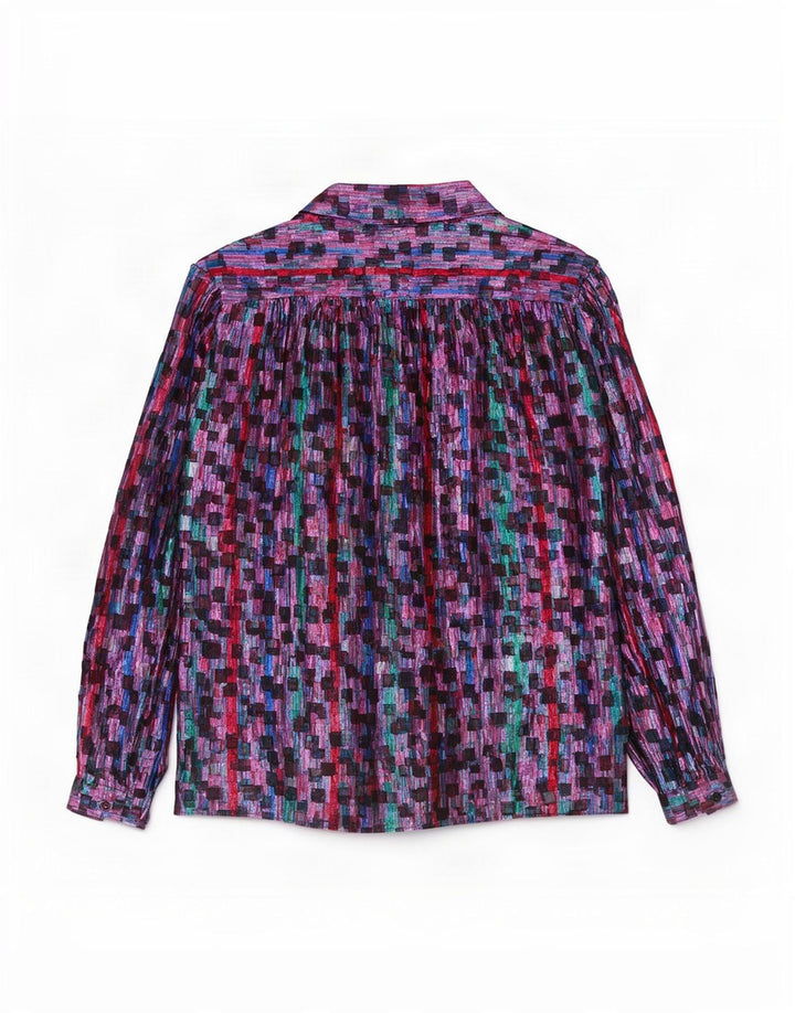 Elsie Whiteley Dame Skjorte Bluse UK 16 Stor Flerfarvet Geometrisk