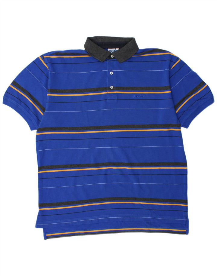LOTTO Herre poloshirt UK 42/44 XL Blå Stribet Bomuld