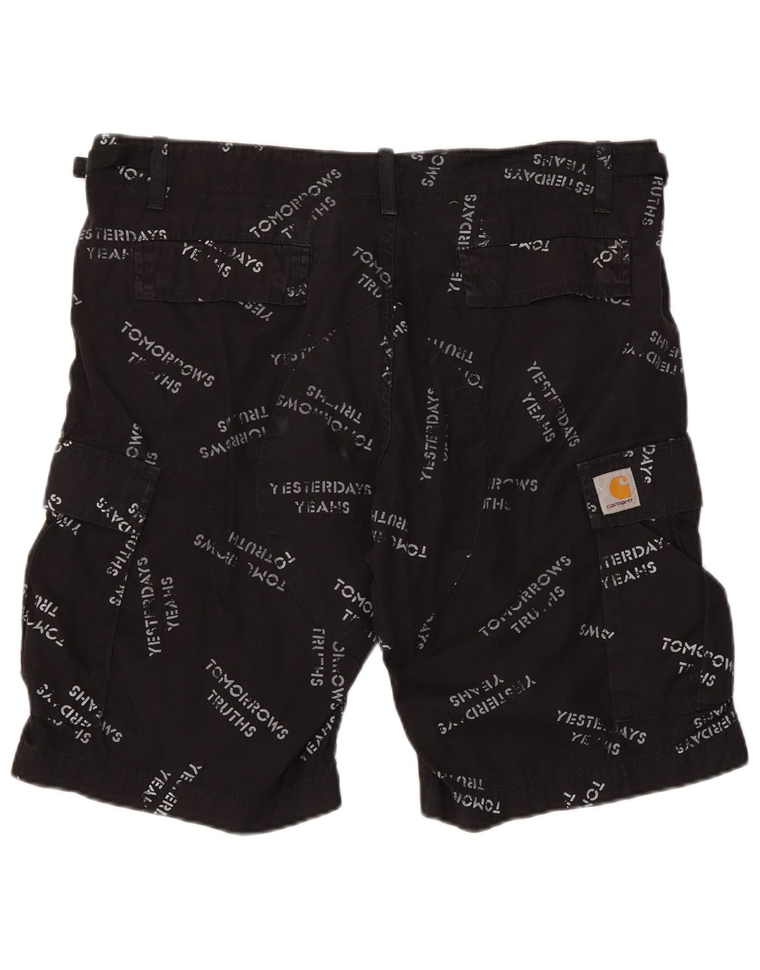 CARHARTT Grafiske Cargo Shorts til mænd W34 Stor sort bomuld