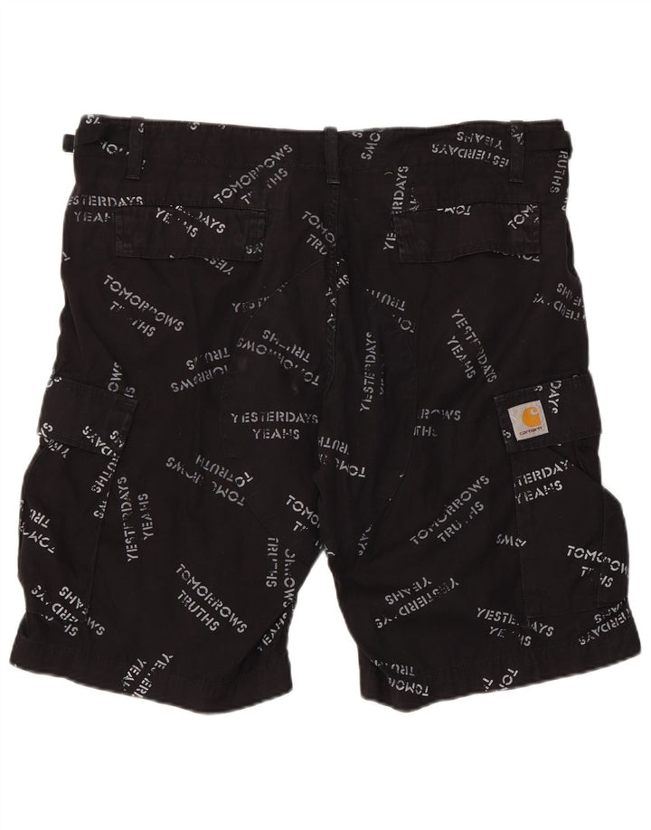 CARHARTT Grafiske Cargo Shorts til mænd W34 Stor sort bomuld
