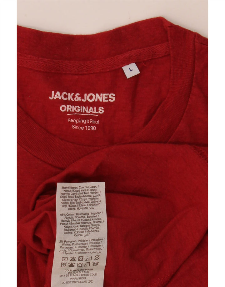 JACK & JONES Herre T-Shirt Top Stor Rød Bomuld