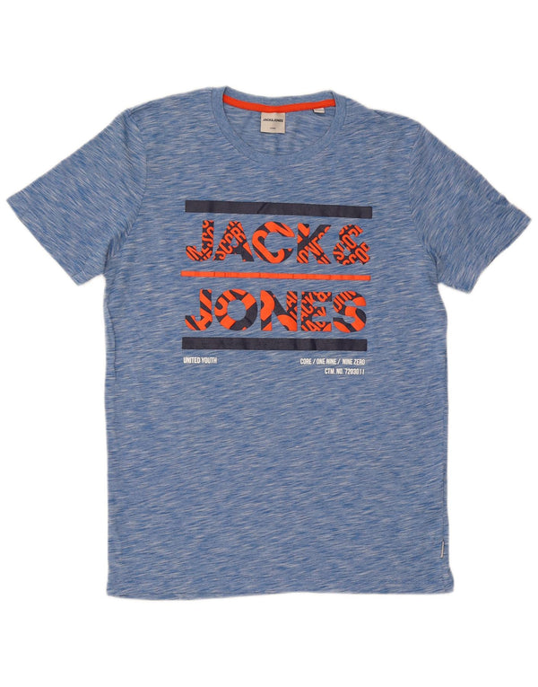 Jack & Jones Herre grafisk T-shirt Top Stor blå flækket bomuld