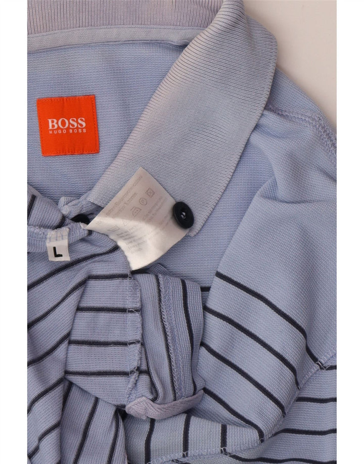 Hugo Boss herre poloskjorte stor blå stribet bomuld