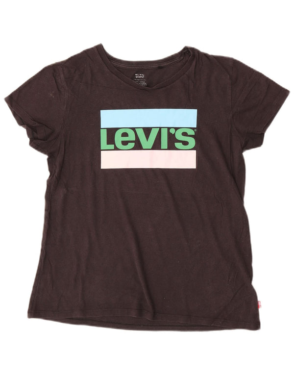 Levi's Dame Grafisk T-Shirt Top UK 14 Medium Sort