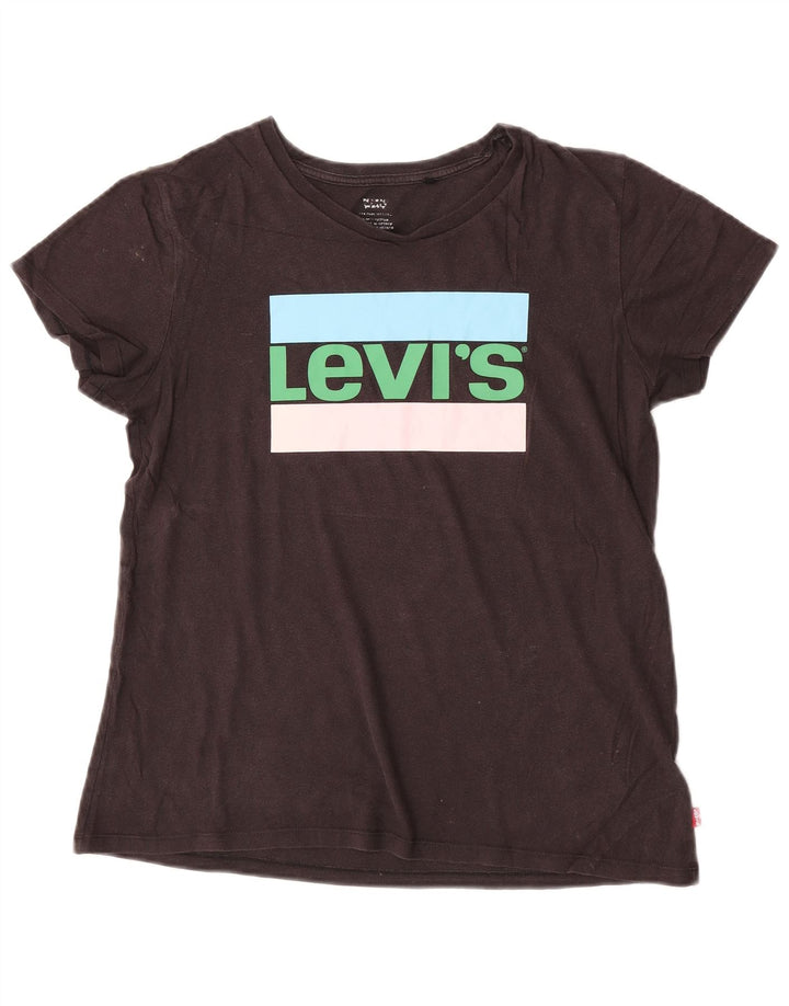 Levi's Dame Grafisk T-Shirt Top UK 14 Medium Sort