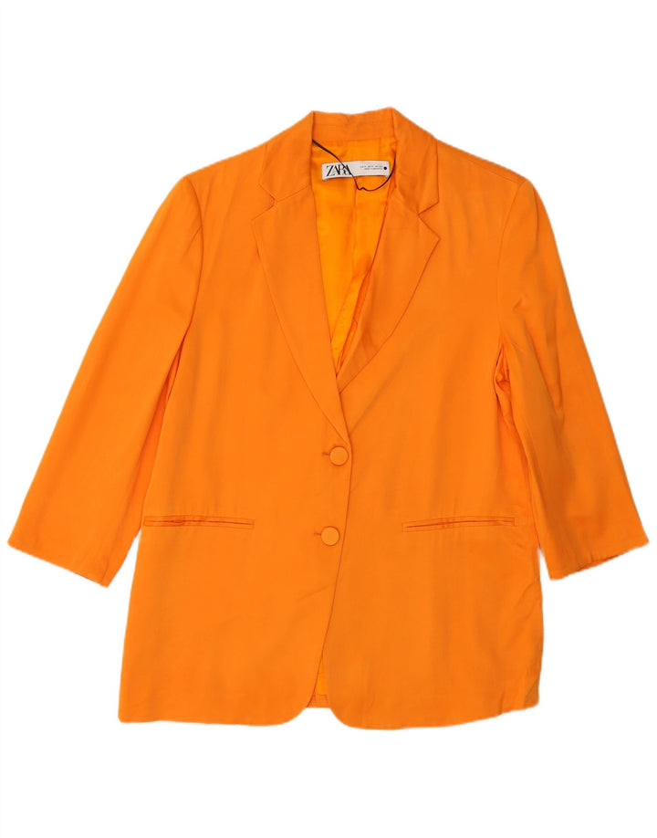 Zara Dame Oversized 2 Button Blazer Jacket UK 10 Small Orange Viscose