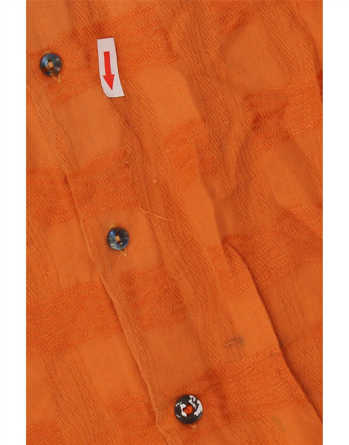 VINTAGE kortærmet herreskjorte Stor orange ternet bomuld