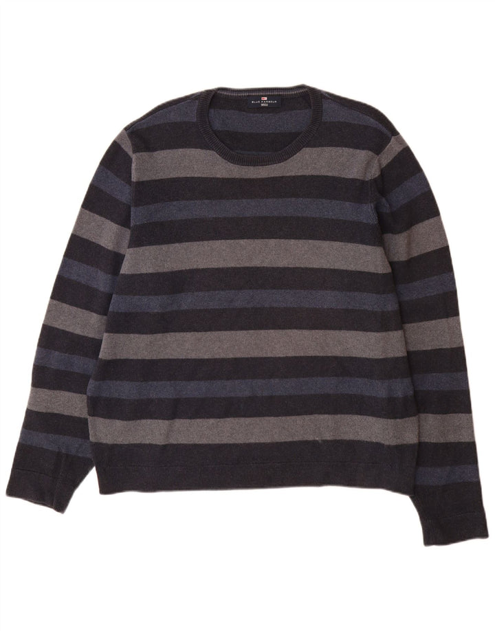 Marks & Spencer Herre sweater med rund hals, medium marineblå stribet