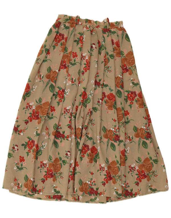 VINTAGE A-line nederdel til kvinder Medium W28 Beige Floral Polyester