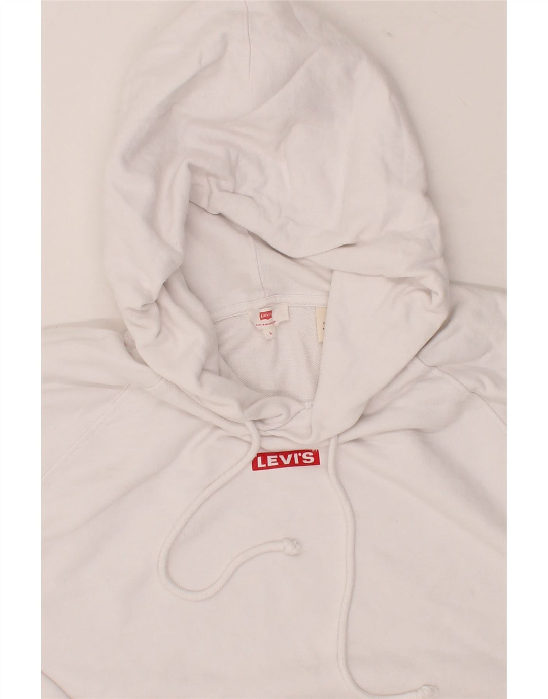 LEVI'S Womens Oversized Hoodie Jumper UK 16 Large White Cotton Vintage Levi's and Second-Hand Levi's from Messina Hembry 