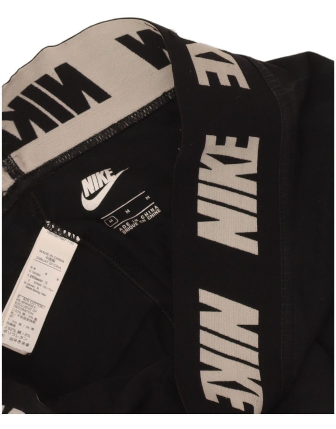 Nike Dame Grafiske Leggings UK 12 Medium Sort Bomuld