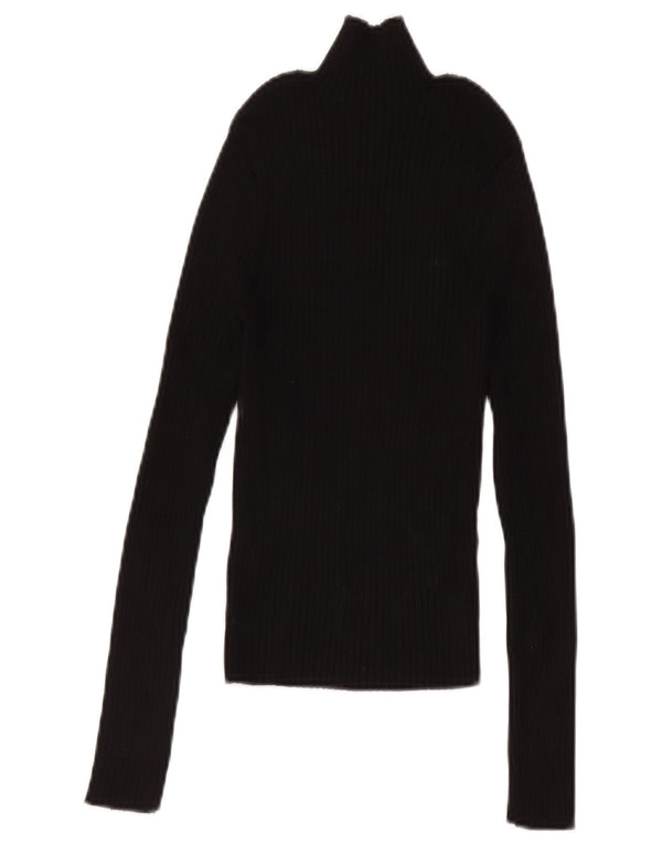 Zara Womens Crop Top Langærmet UK 12 Medium Black Viscose