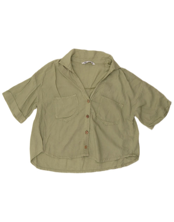 Zara Kortærmet Oversized Skjorte til kvinder UK 10 Lille Grøn