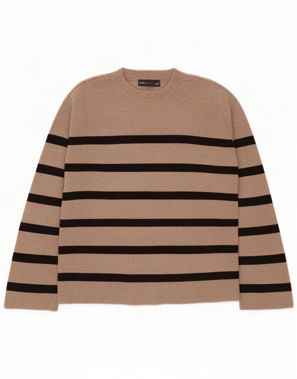 Marks & Spencer Dame sweater med rund hals DK 10 Small Brun Stribet