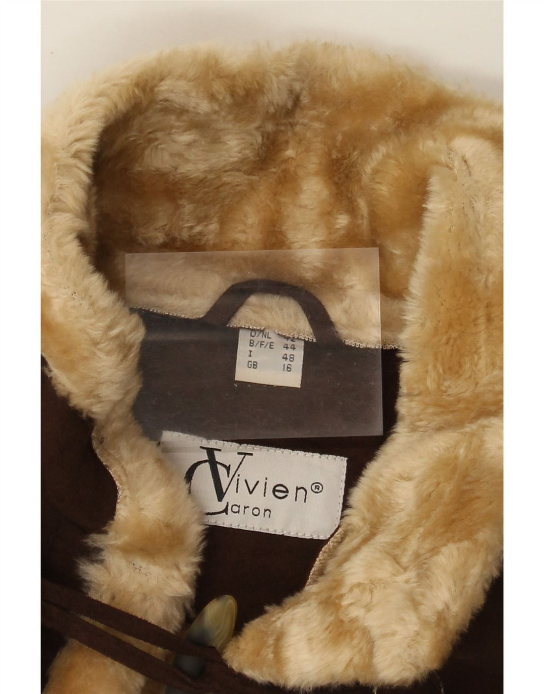 Vivien Caron Dame Duffle Shearling Jacket UK 16 Large Brown
