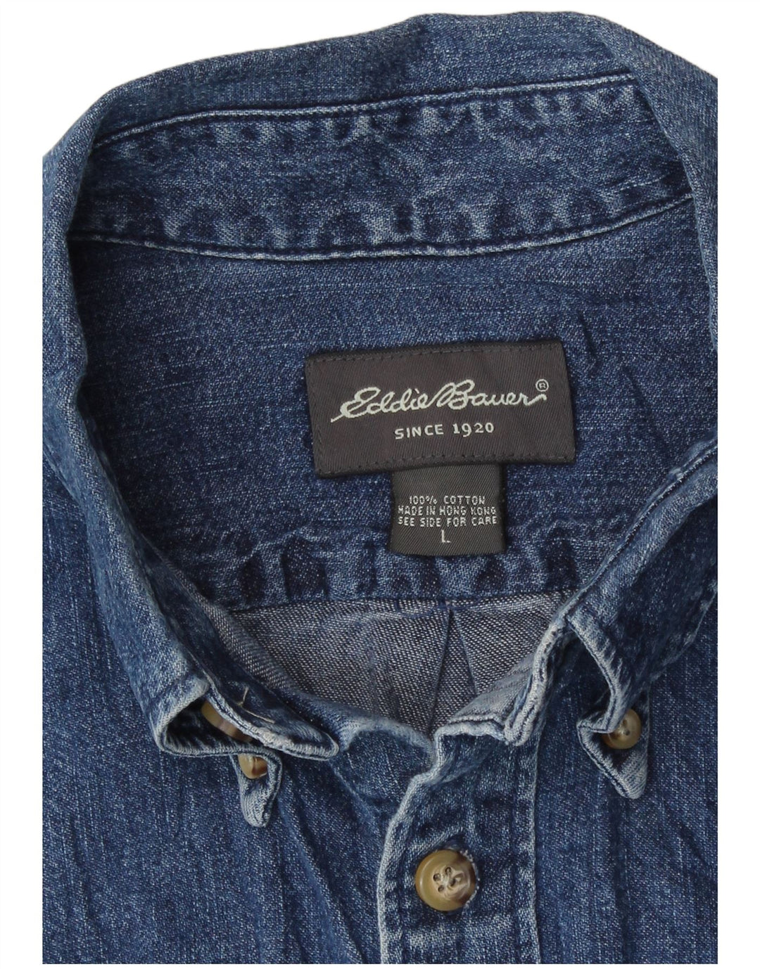 Eddie Bauer Herre kortærmet denimskjorte Stor blå bomuld