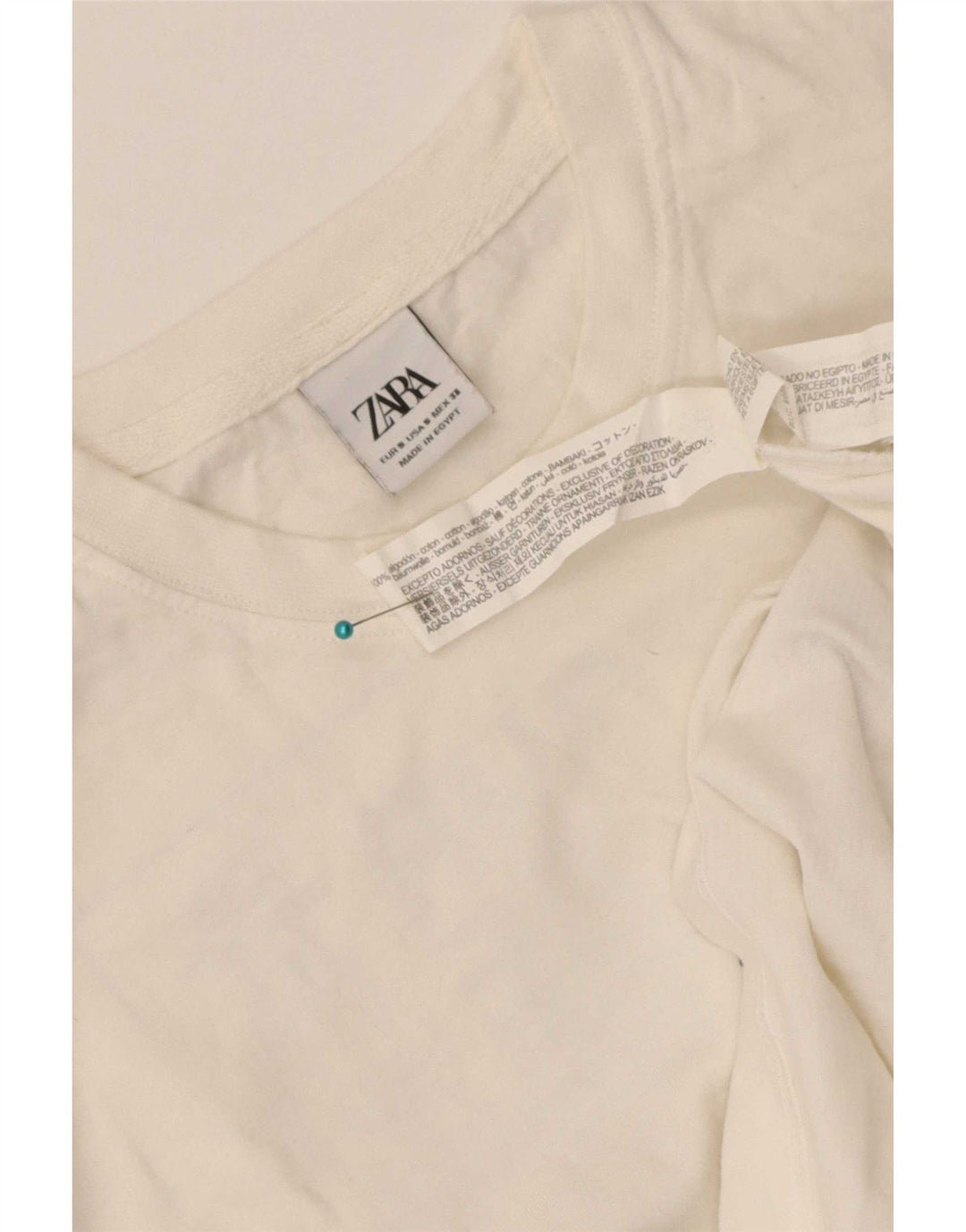 Zara Herre Grafisk T-Shirt Top Lille Hvid Bomuld