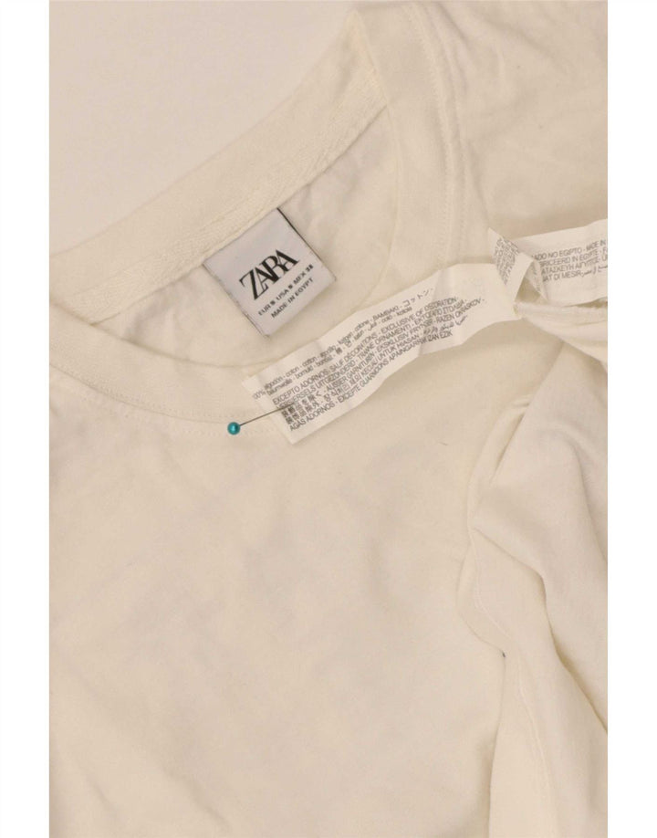 Zara Herre Grafisk T-Shirt Top Lille Hvid Bomuld