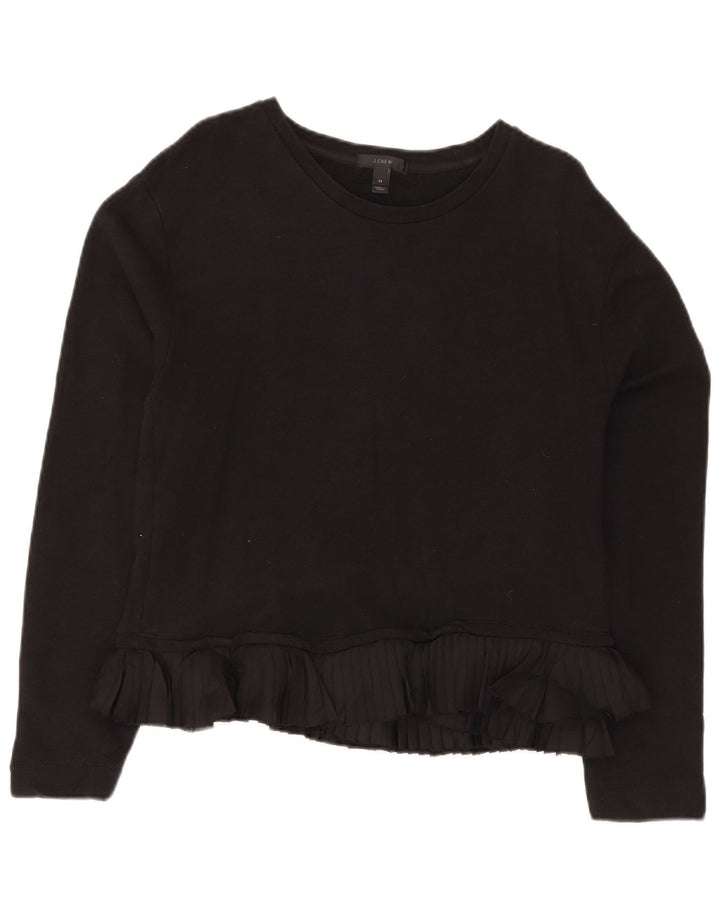 J. CREW Dame Sweatshirt Jumper UK 14 Medium Sort Bomuld