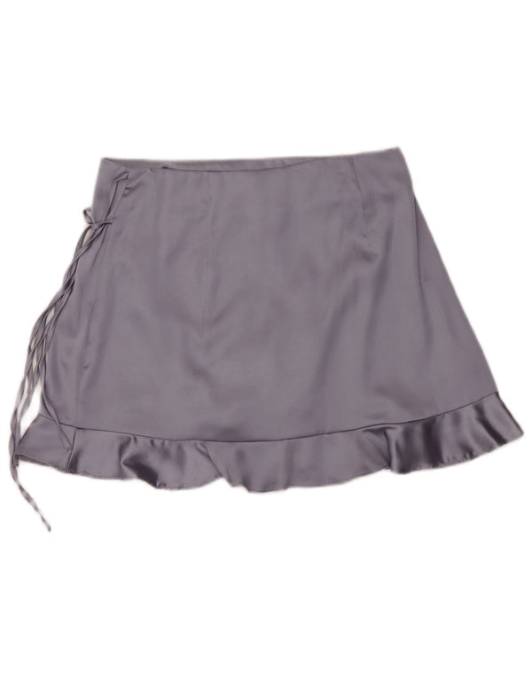 Topshop Dame Mini Wrap Skirt UK 12 Medium W30 Purple Polyester