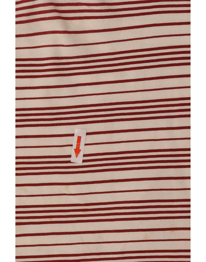 Sergio Tacchini Dame T-Shirt Top IT 44 Medium Hvid Stribet Polyester