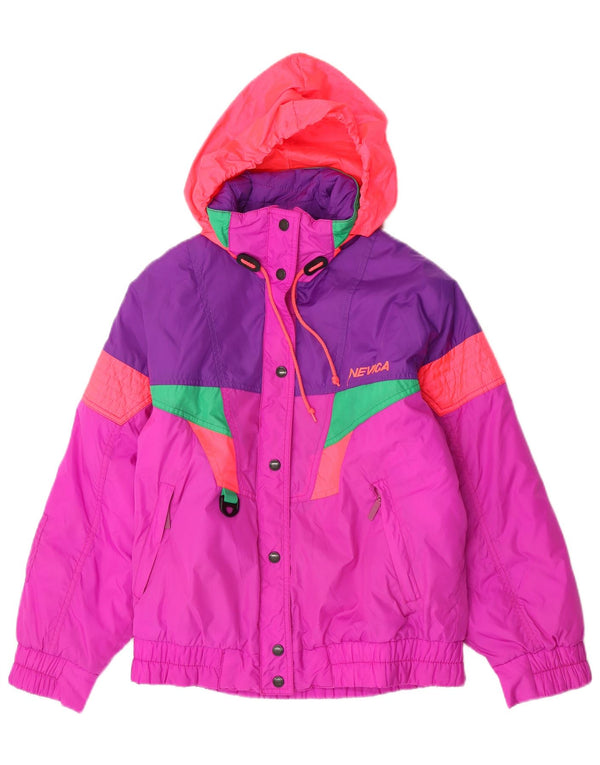 Nevica Dame Hætte Skijakke US 6 Medium Pink Colourblock Nylon