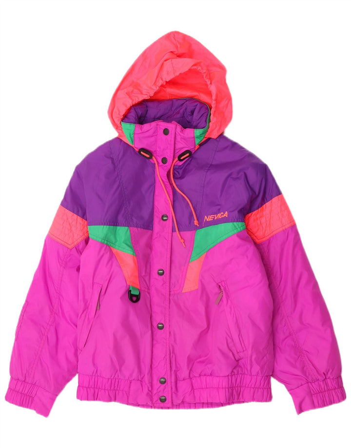 Nevica Dame Hætte Skijakke US 6 Medium Pink Colourblock Nylon