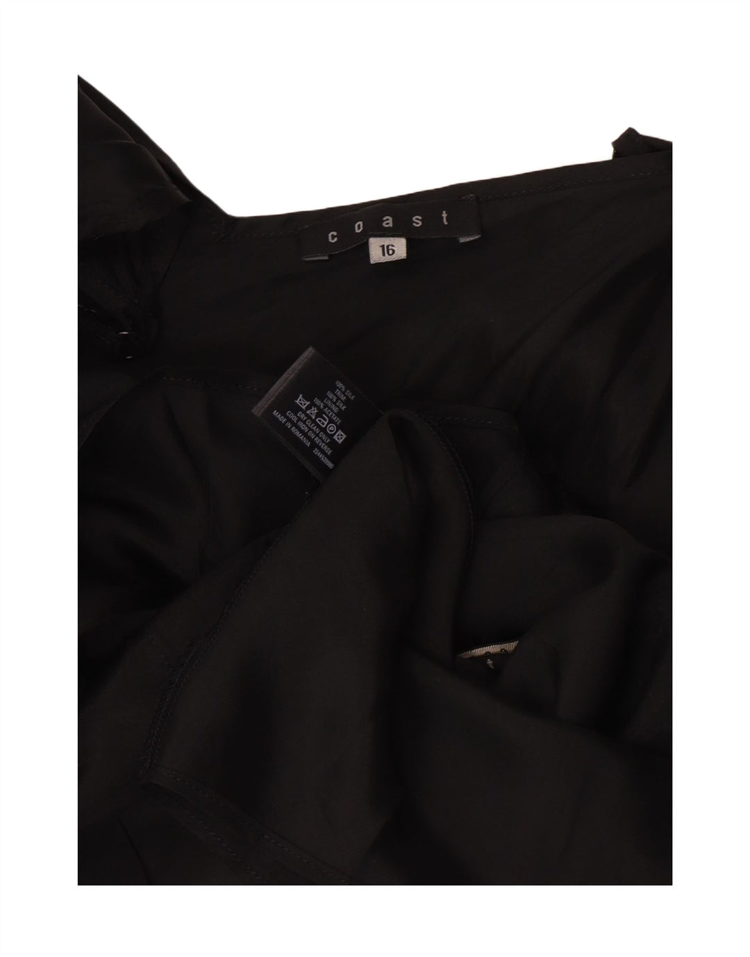 Coast Womens Sleeveless Wrap Bluse Top UK 16 Large Black Silk