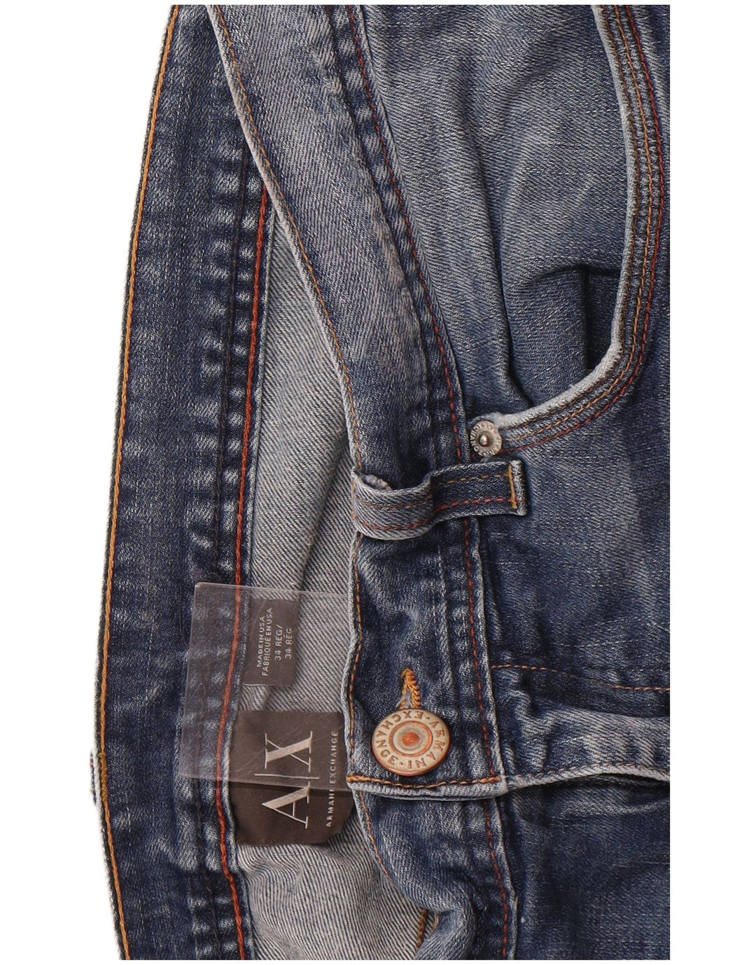 ARMANI EXCHANGE Mens Straight Jeans W34 L34 Navy Blue Cotton