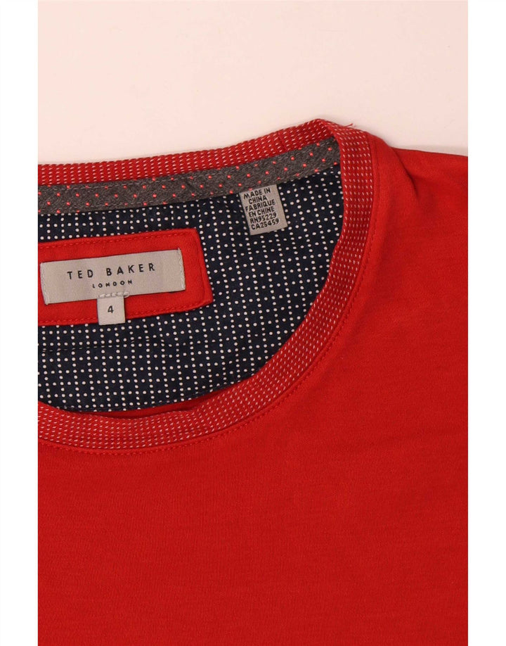 Ted Baker Herre T-Shirt Top Størrelse 4 Stor Rød Bomuld