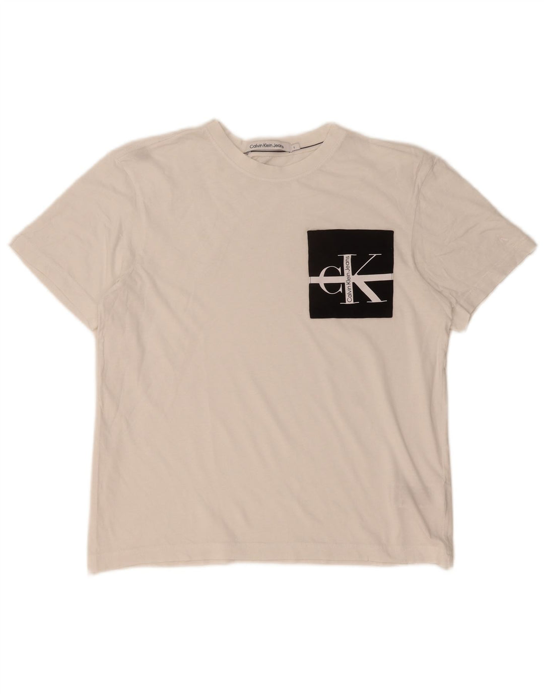 Calvin Klein Herre grafisk T-shirt Top Lille hvid bomuld
