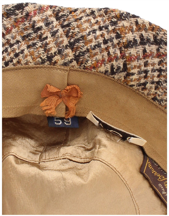 Vintage Bucket Hat til mænd Large Beige Houndstooth Classic