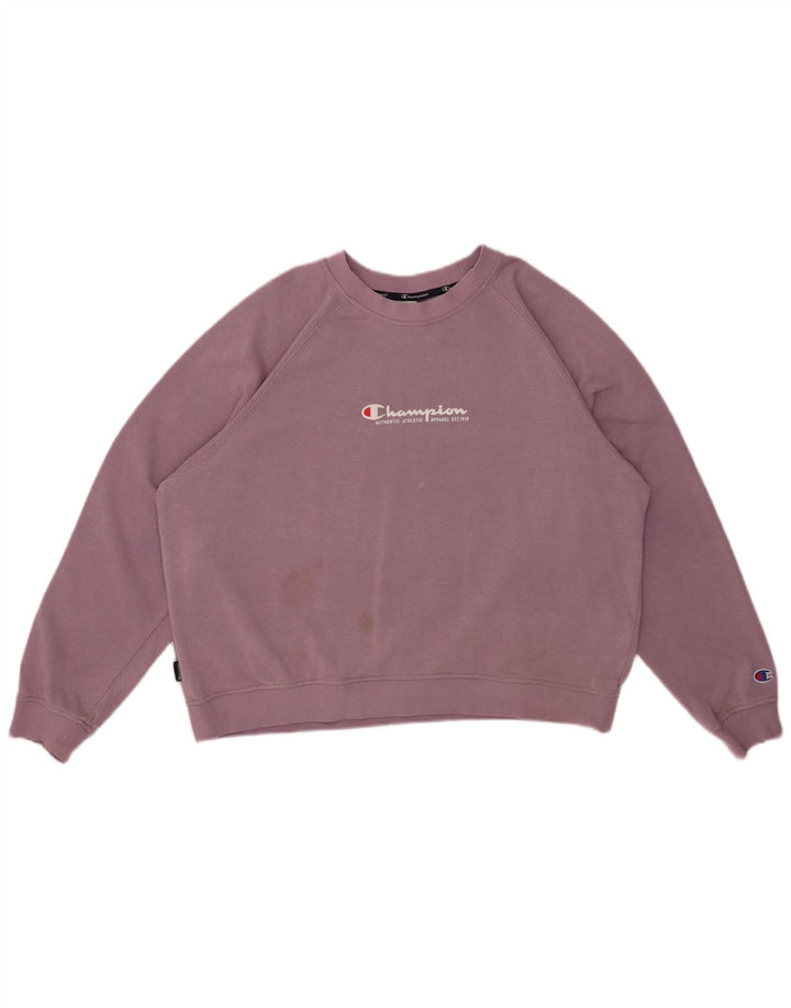 Champion Dame Grafisk Oversized Sweatshirt Jumper UK 16 Large Purple